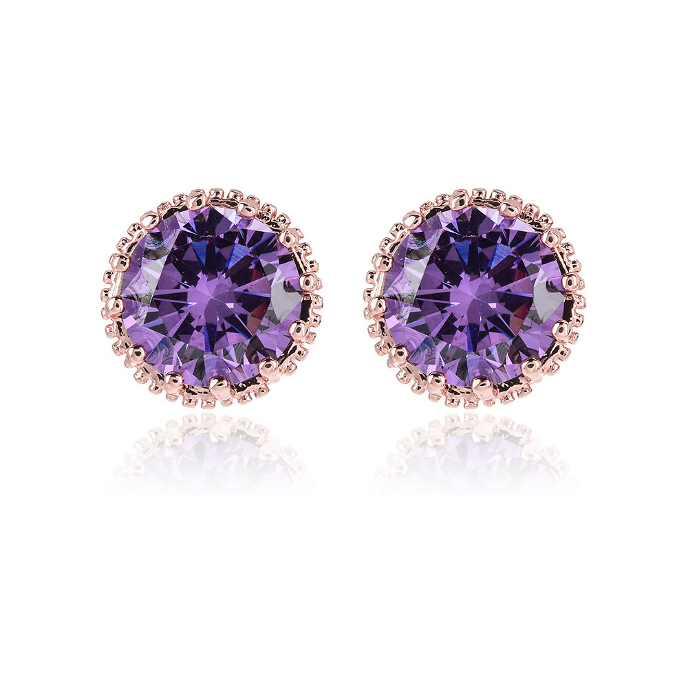 Solitaire Stud Crown Earrings in Rose Gold Wholesale